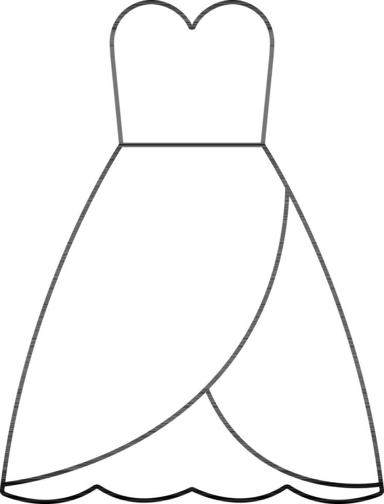 Strapless Gown icon in black line art. vector