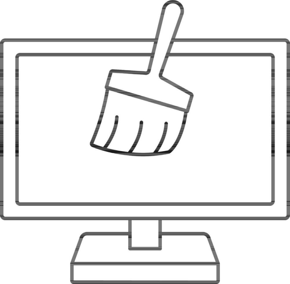 Brush On Computer Icon Or Symbol In Line Art Style. vector