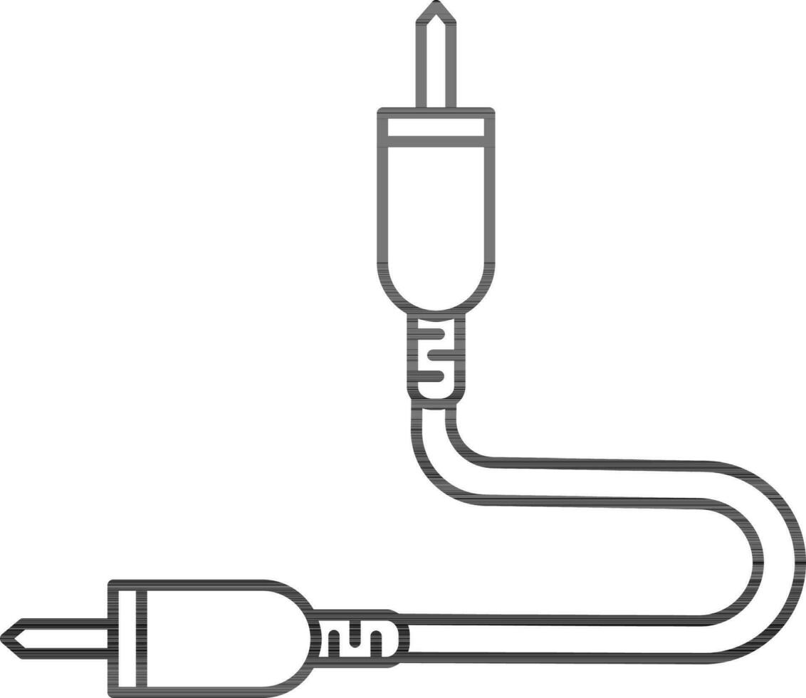Audio Jack Cable Icon in line Art. vector