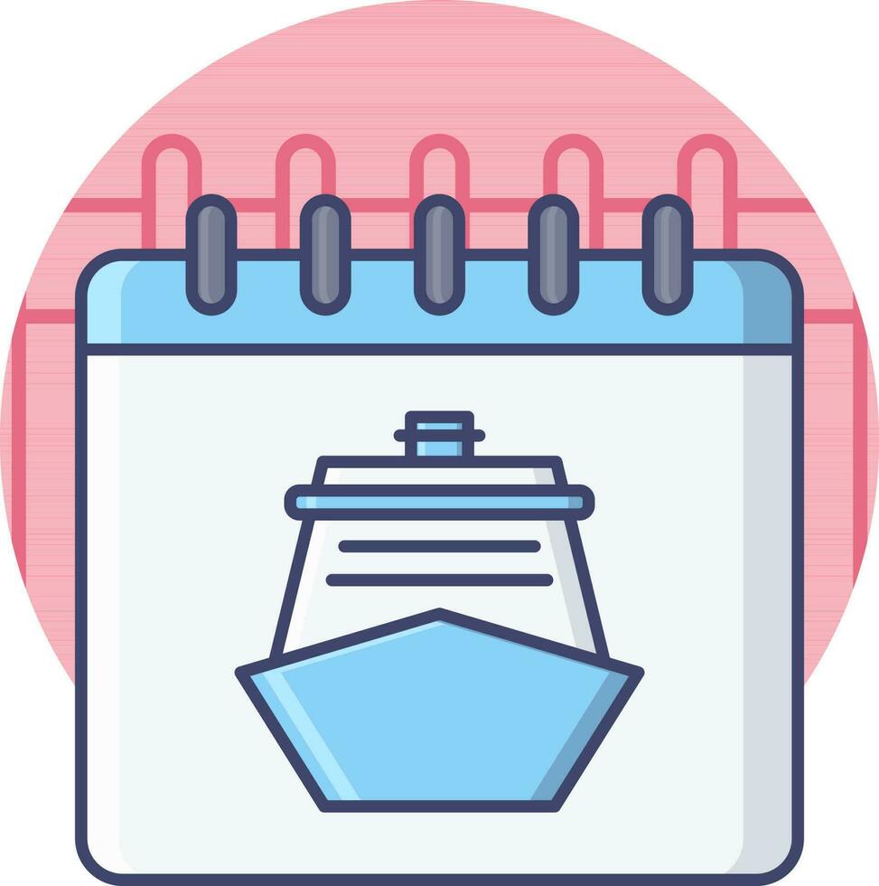 crucero calendario icono en rosado antecedentes. vector