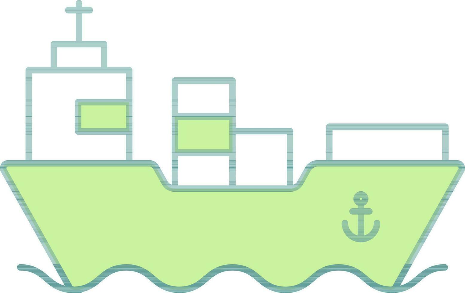 Cargo Ship Icon In Green And White Color. vector