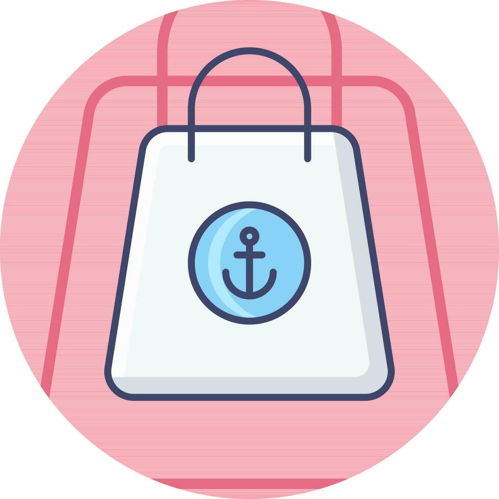 Carry Bag With Anchor Symbol Icon On Pink Background. vector