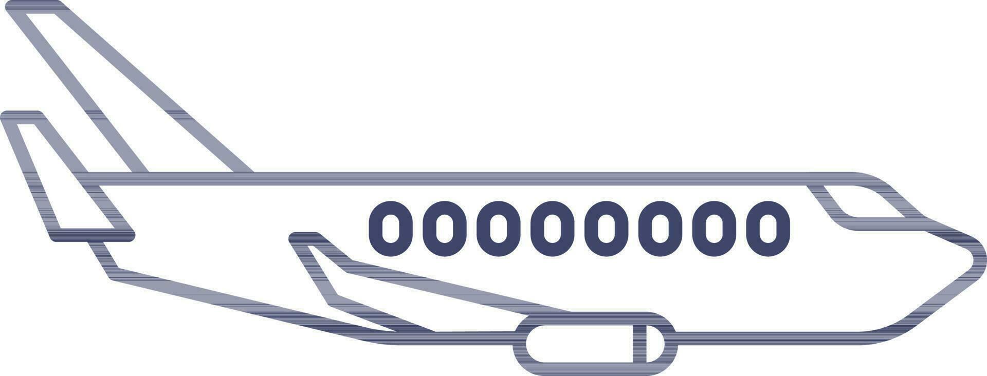 Airplane Icon In Blue Line Art. vector