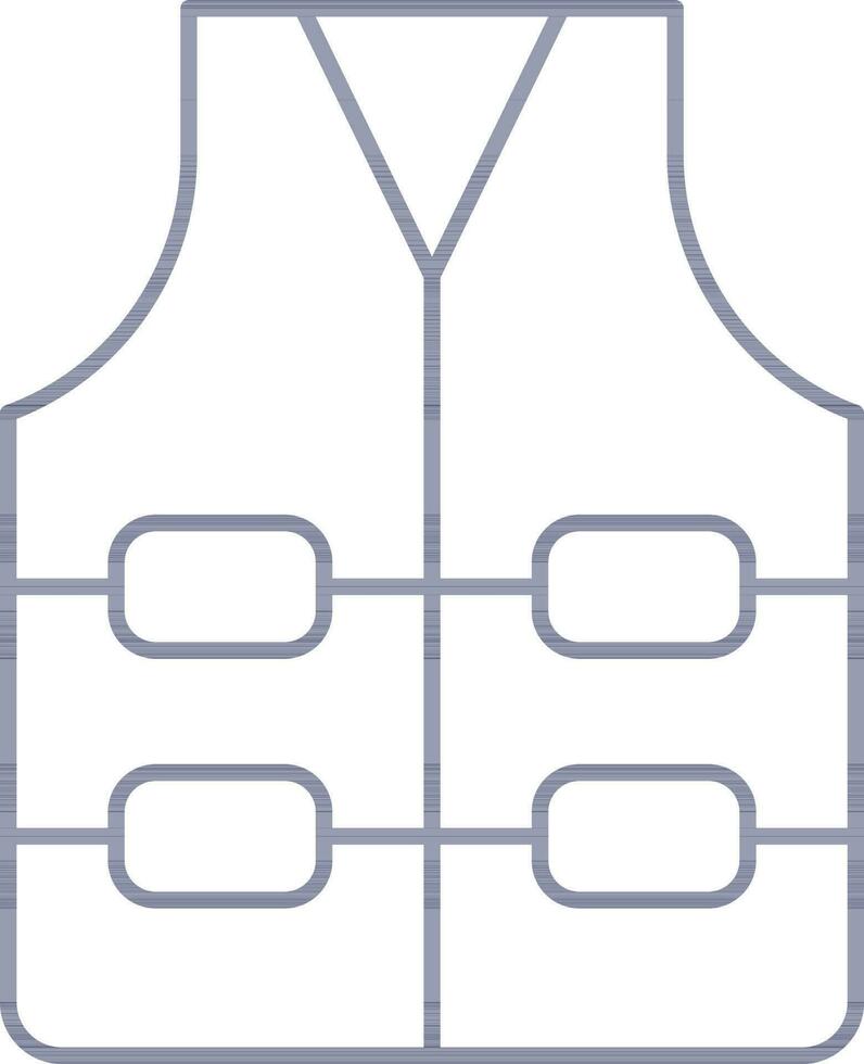 Blue Line Art Vest Icon In Flat Style. vector