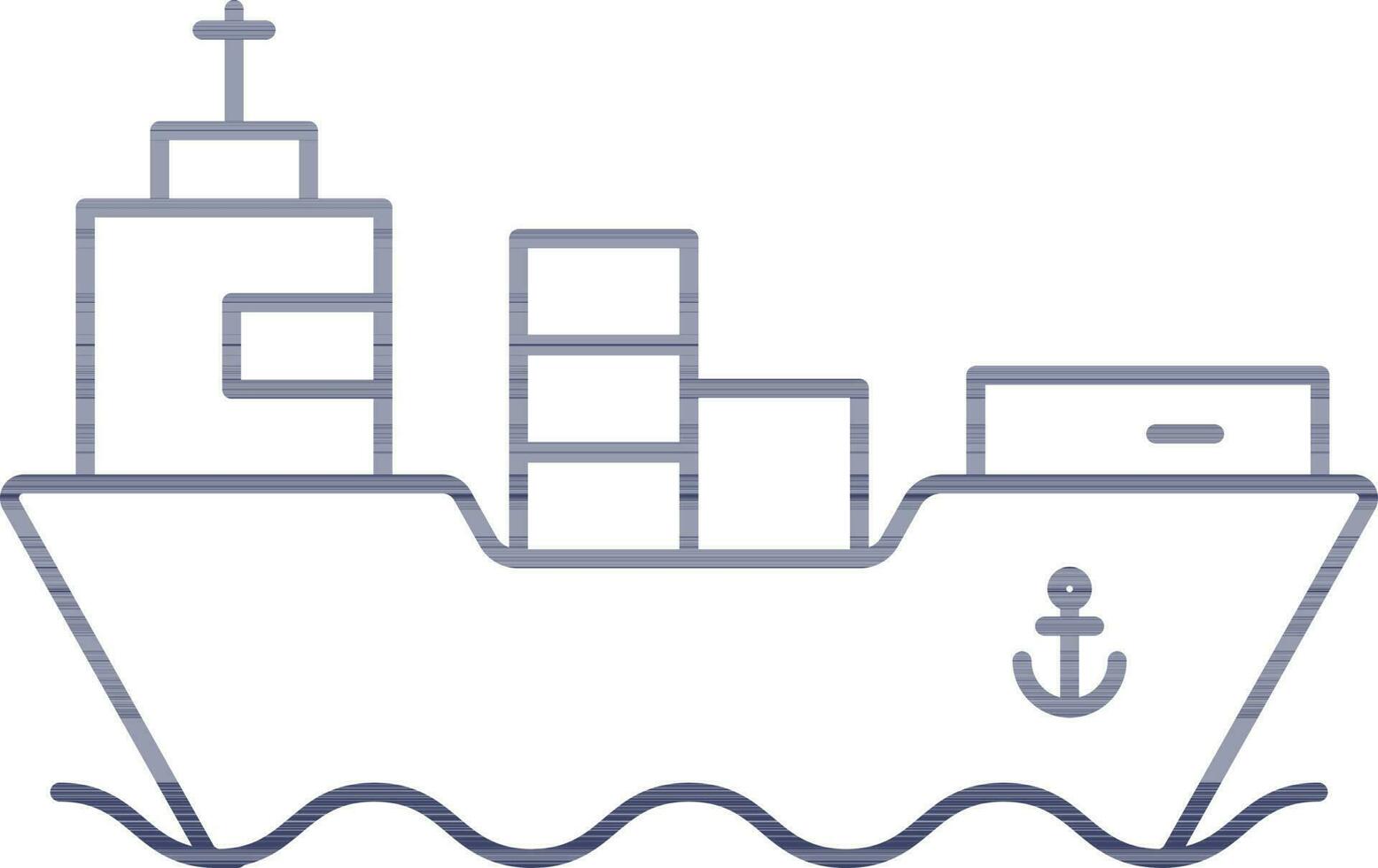 Cargo Ship Icon In Blue Line Art. vector