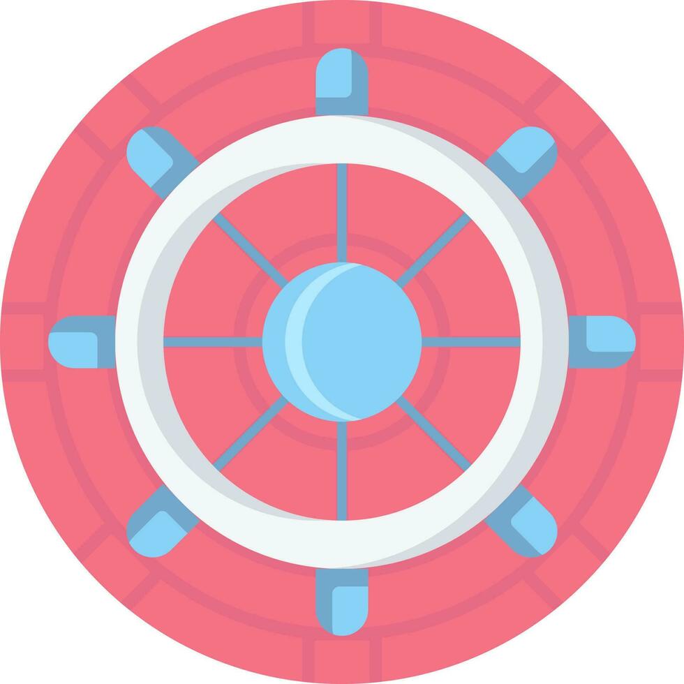 Ship Steering Wheel Icon On Pink Background. vector