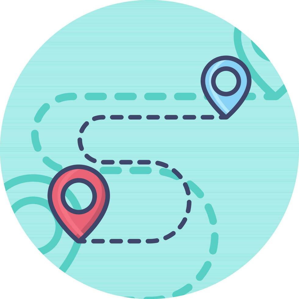 Route Location Icon On Blue Background. vector