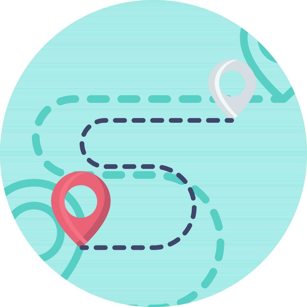 Route Location Icon On Blue Background. vector