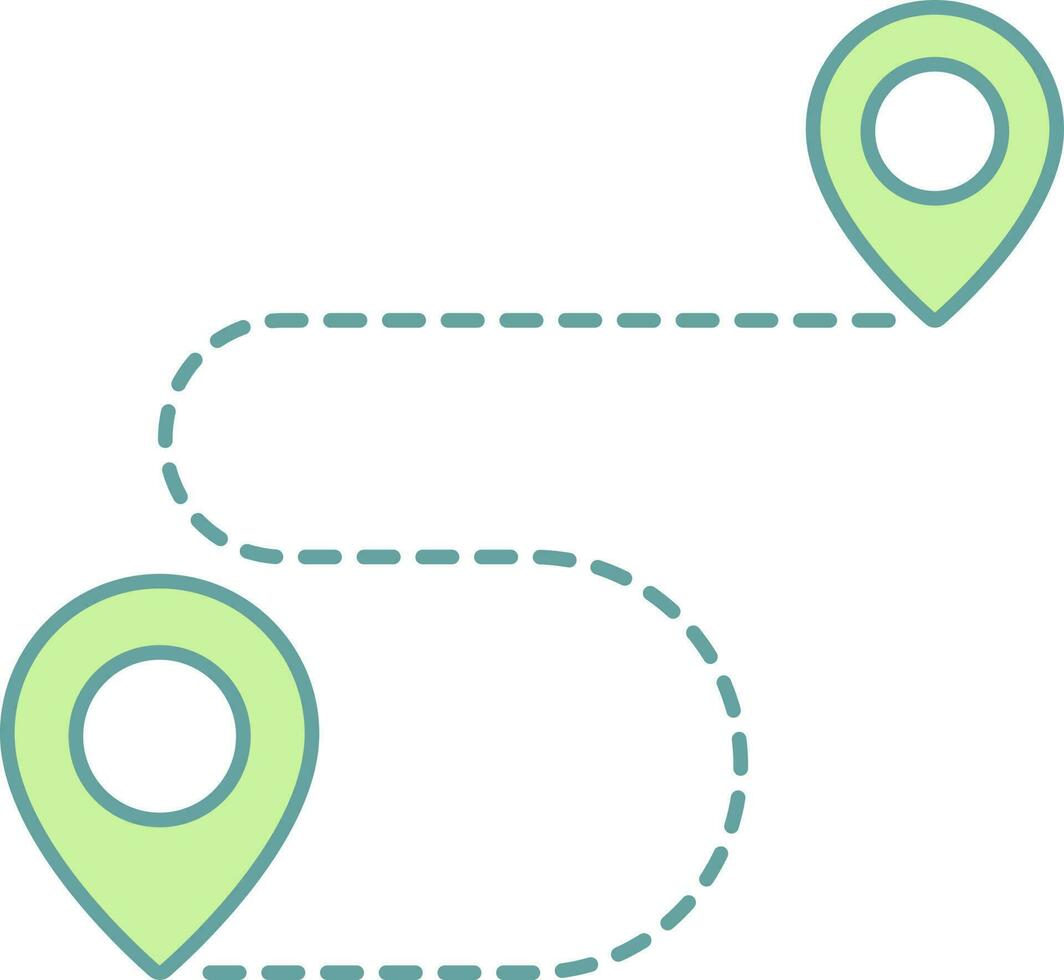 Route Location Icon In Green And Blue Color. vector