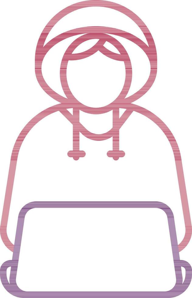 Flat Style of Hacker Icon In Pink And Purple Color. vector