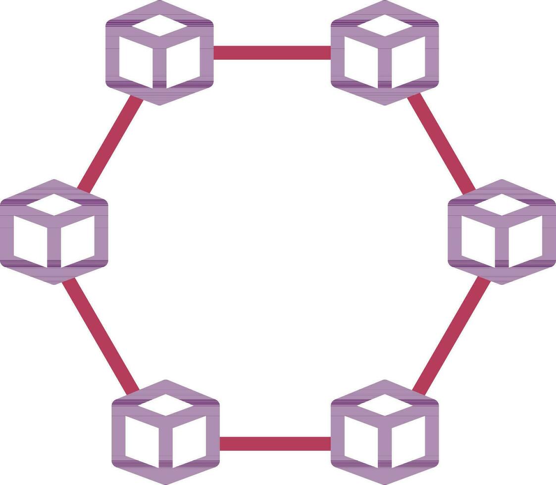 Blockchain Icon In Pink And Purple Color. vector
