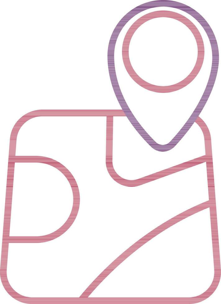 Pink And Purple Color of Mapping Icon In Thin Line Art. vector