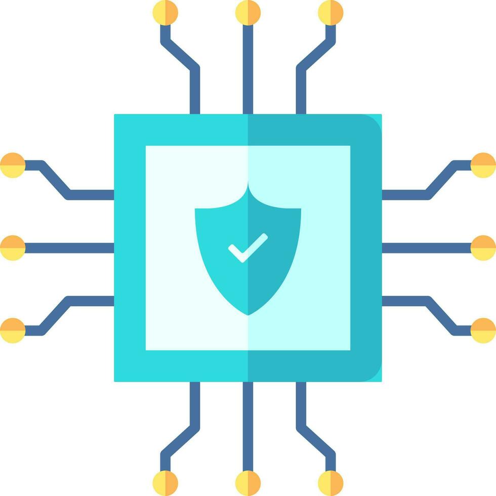 Security Chip Icon Or Symbol In Colorful. vector