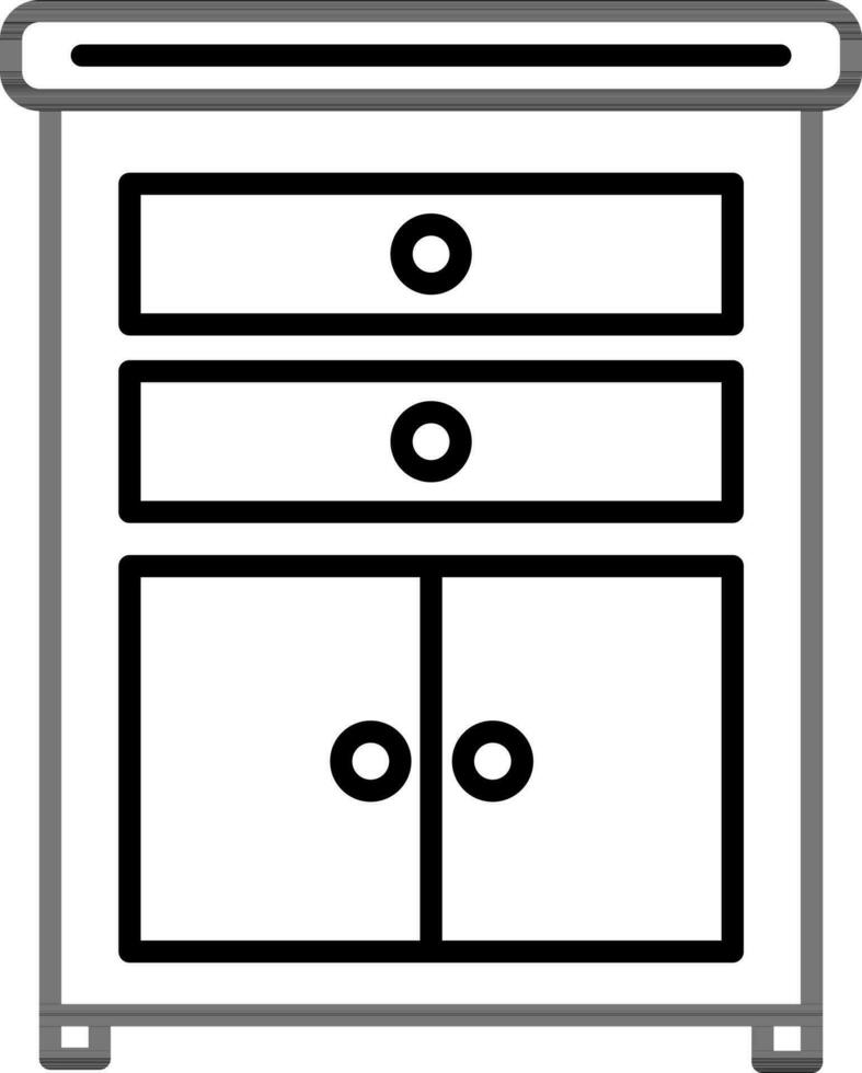 Cabinet or Drawer Icon in Black Thin Line Art. vector