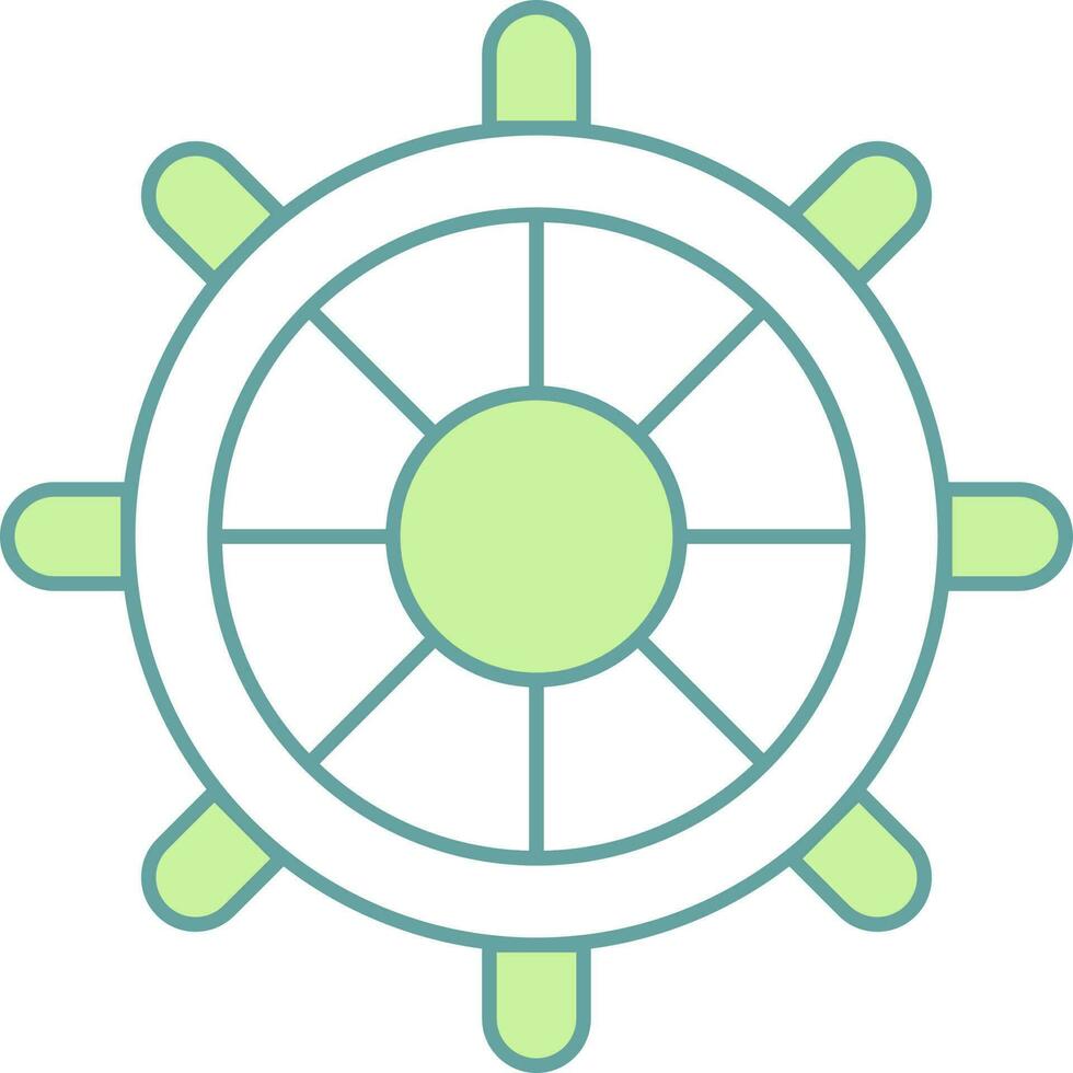 Ship Steering Wheel Icon In Flat Style. vector