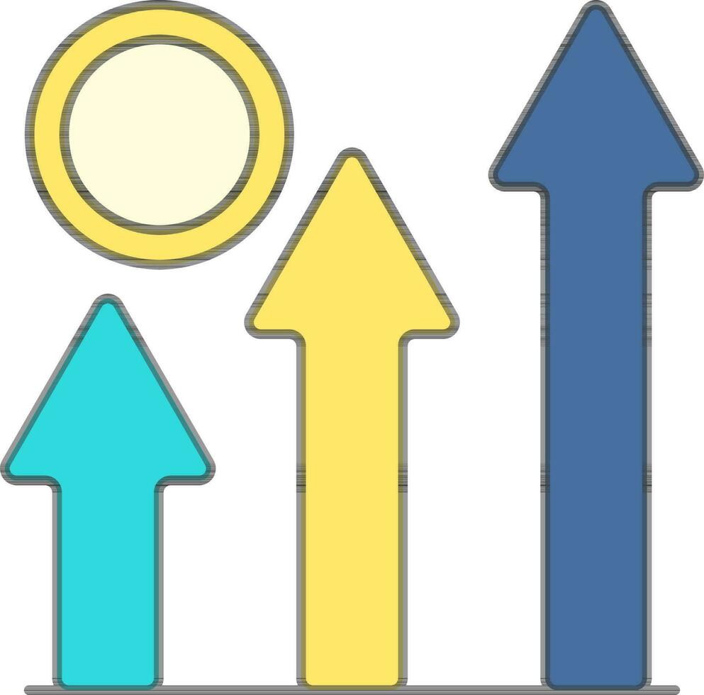 Financial Growing Graph Icon In Flat Style. vector