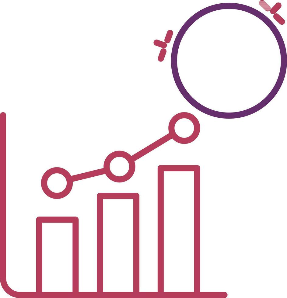 Growing Financial bar chart icon In Thin Line Art. vector