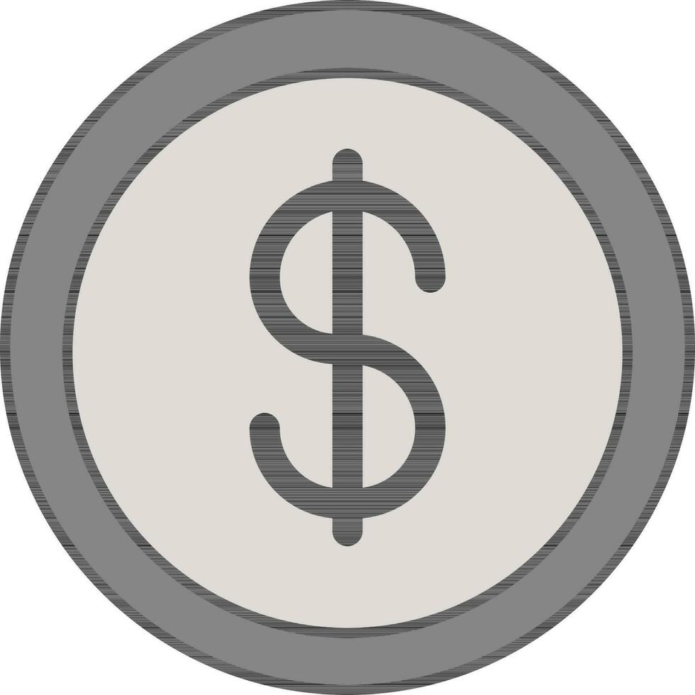 Vector Illustration of Gray Dollar Coin.