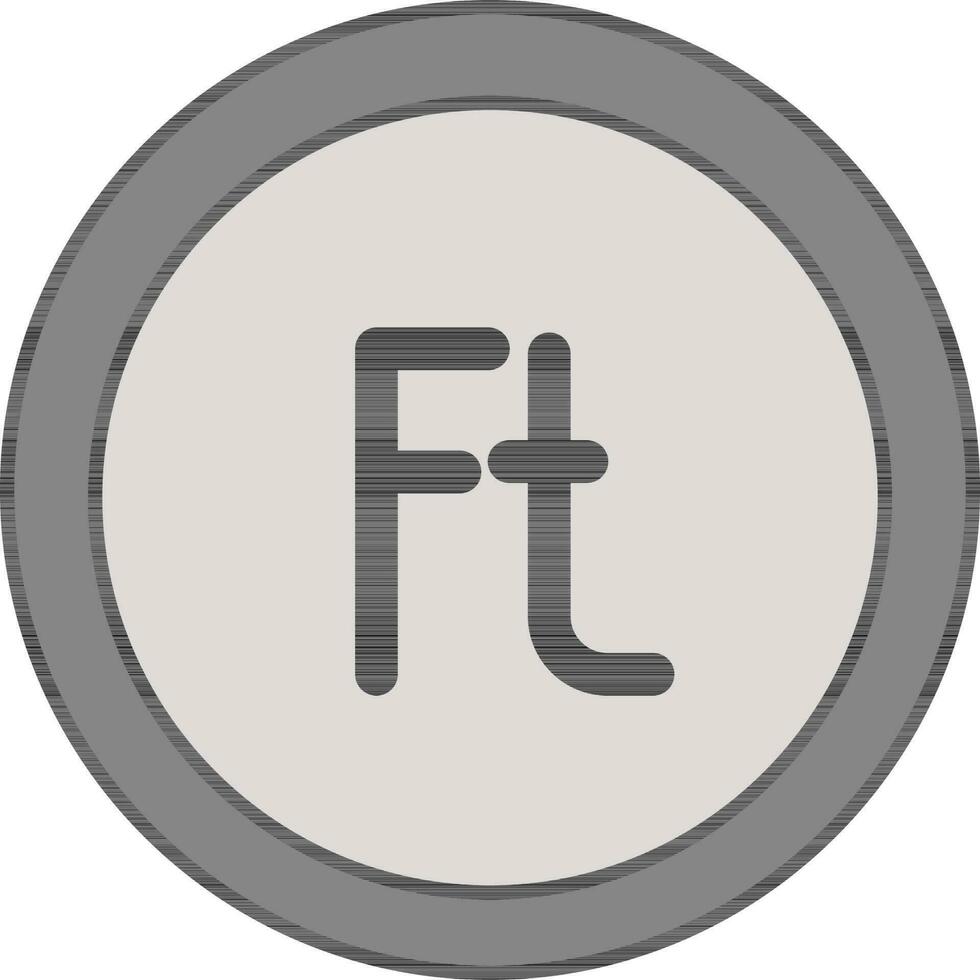 Hungarian Forint Coin Icon in Gray Color. vector