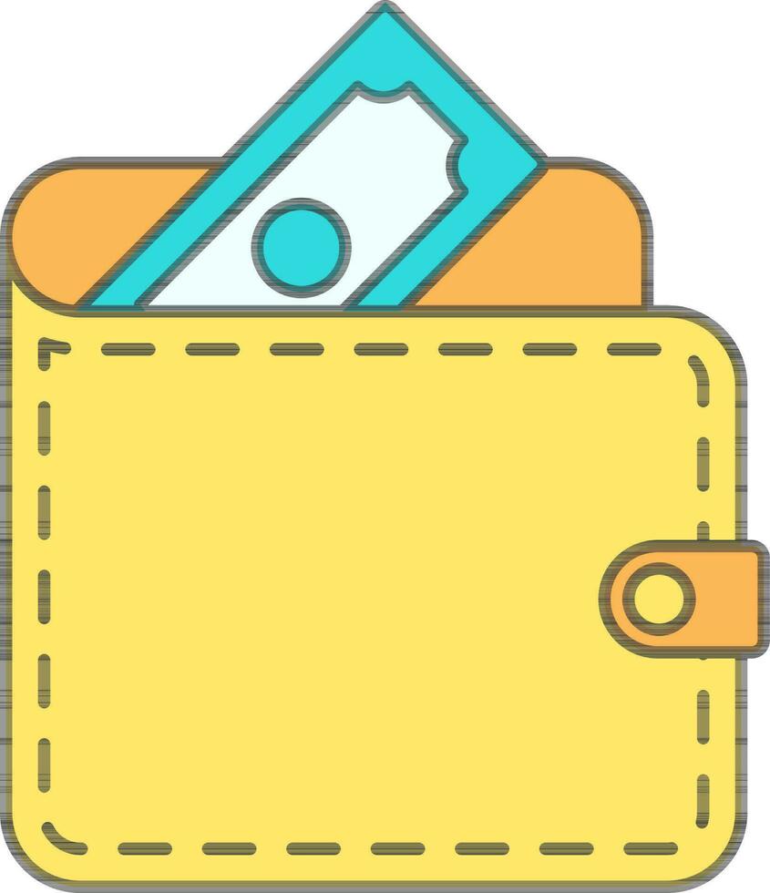 Illustration Of Wallet Icon In Yellow And Cyan Color. vector