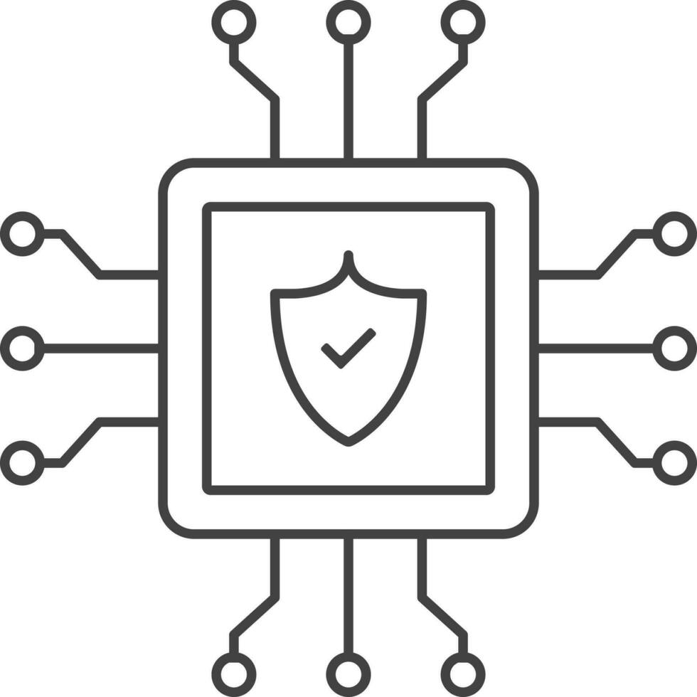 Security Chip Icon Or Symbol In Stroke Style. vector