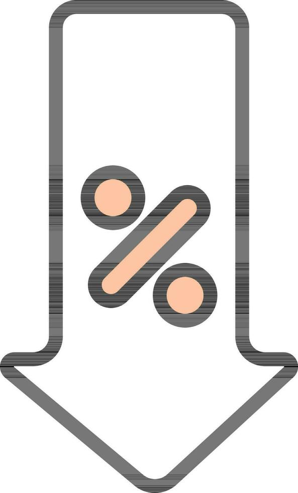 Percentage Arrow Down Icon in Flat Style. vector