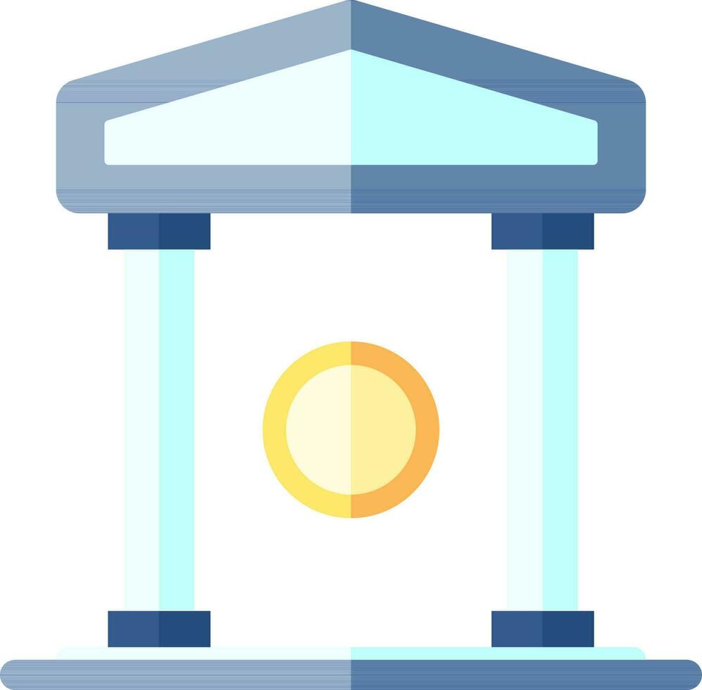 Illustration Of Bank Icon In Blue And Yellow Color. vector