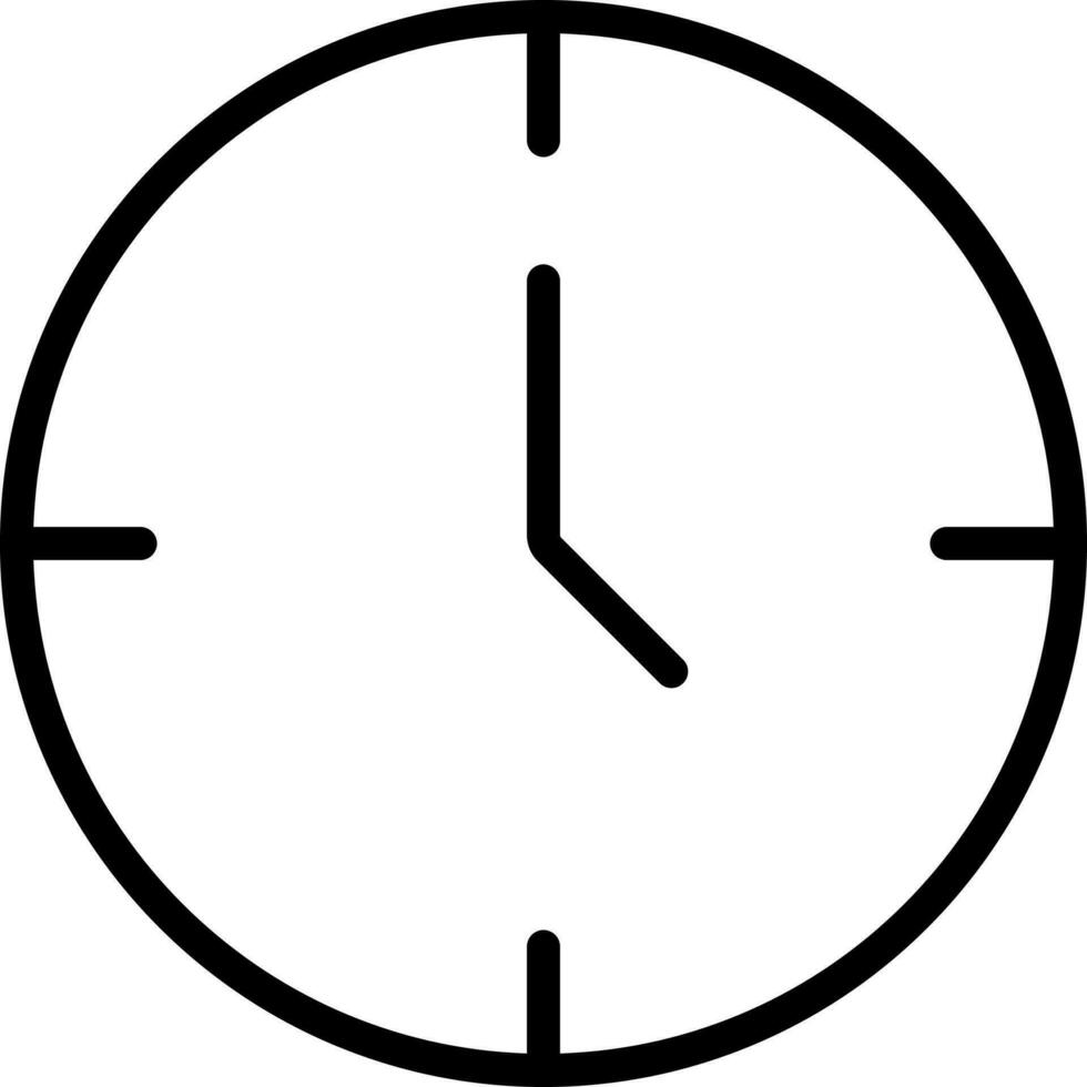 Black Line Art Clock Icon in Flat Style. vector