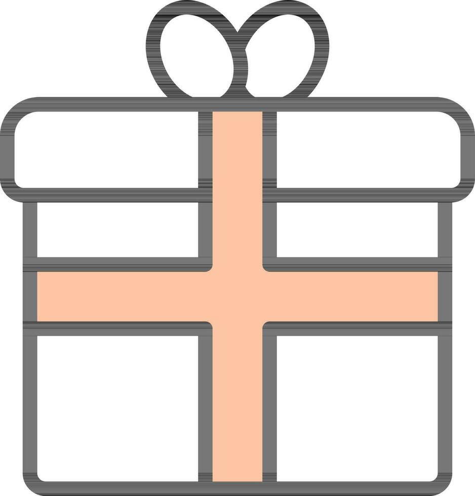 plano estilo regalo caja icono en blanco y melocotón color. vector