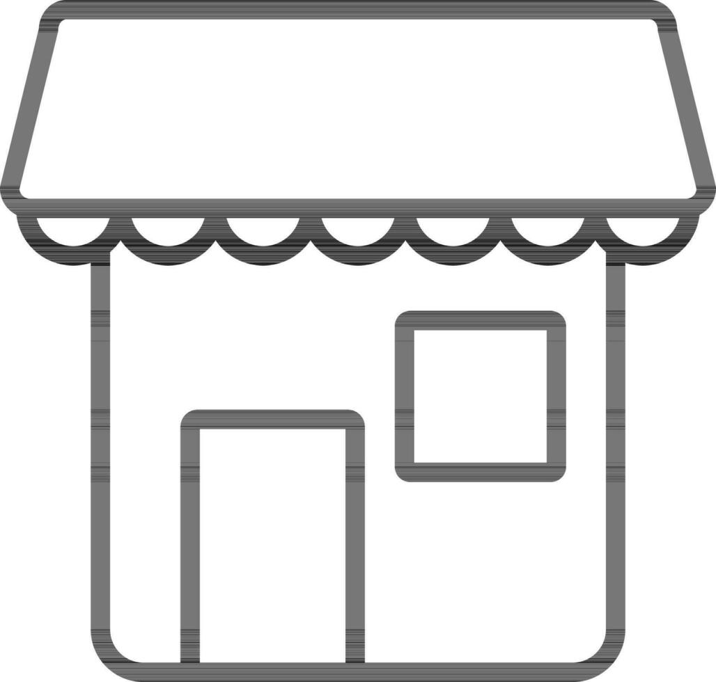 Black Line Art Illustration of Shop Icon. vector