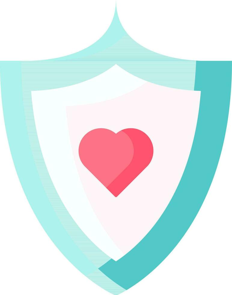 Illustration of Shield With Heart Icon in Flat Style. vector