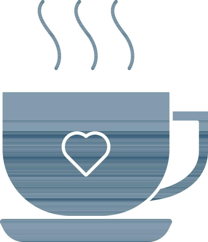 Vector Illustration Of Hot Cup with Heart Icon in Flat Style.