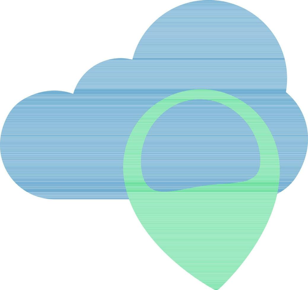 nube con mapa alfiler icono en azul y verde color. vector