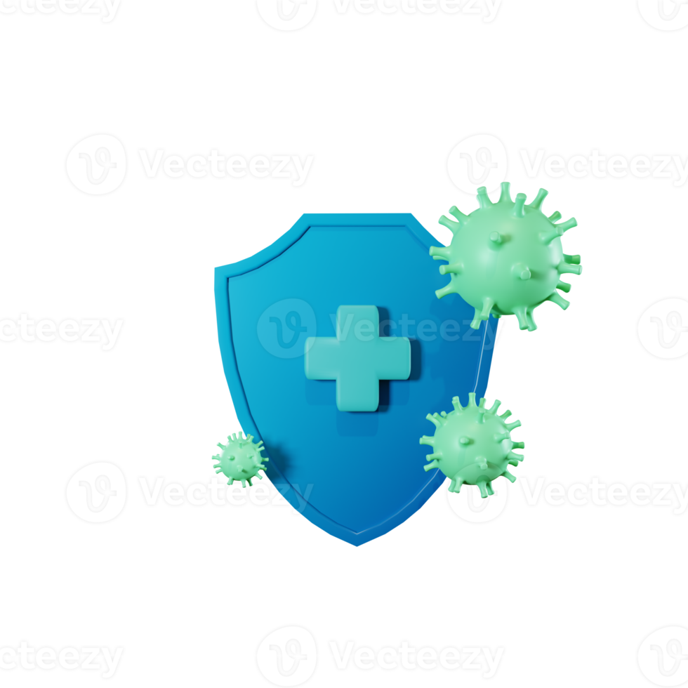 virus protection médical bouclier icône 3d rendre png