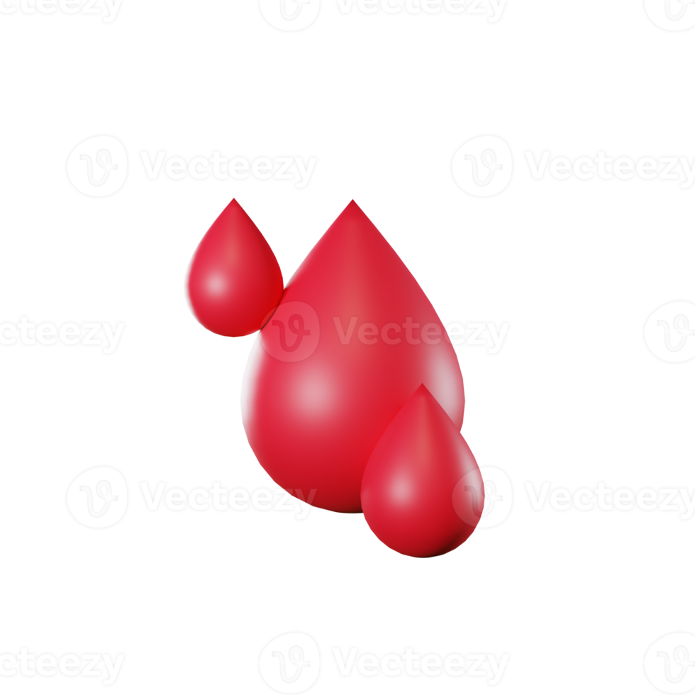 Red blood drop 3d illustration render png