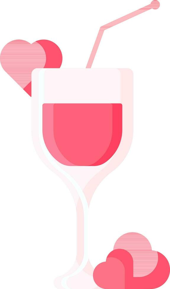 Vector Illustration of Love Drink Glass With Straw Icon in Flat Style.