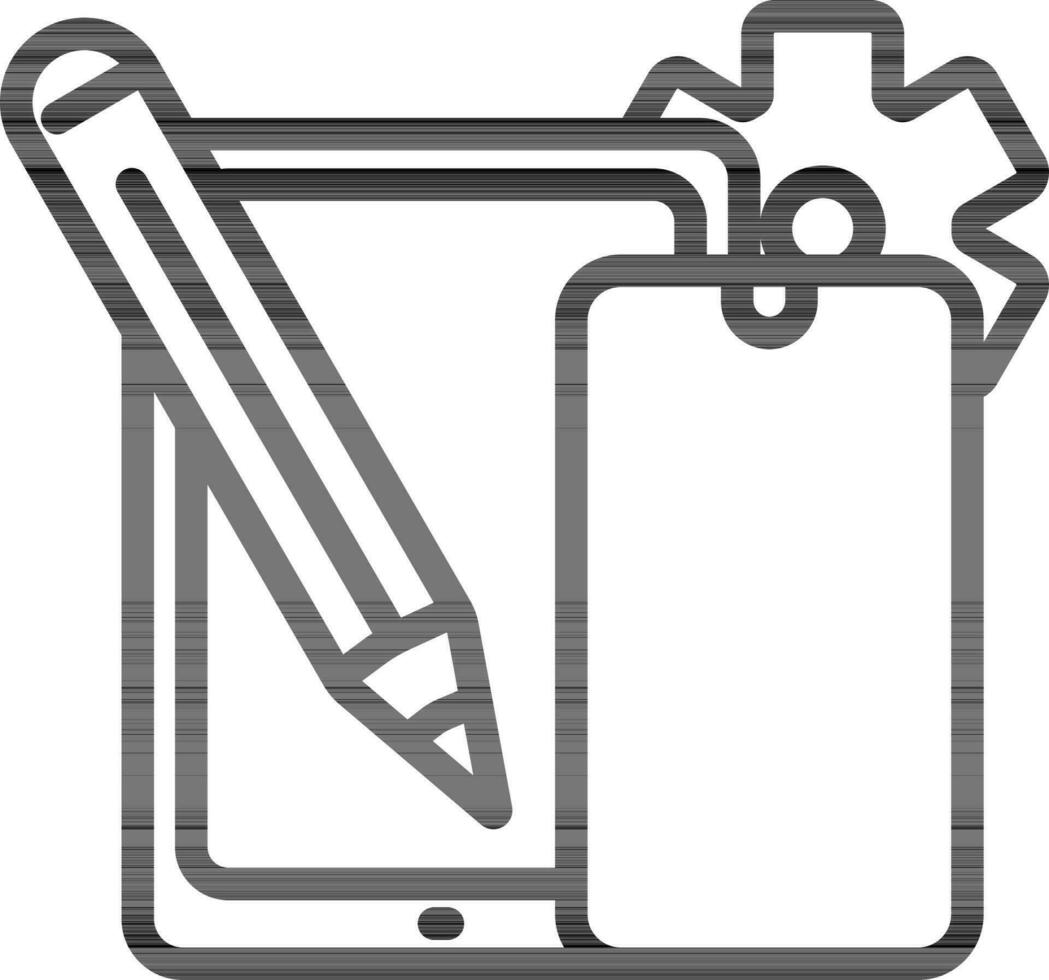 Smartphone And Tablet Edit Or Set Up Icon. vector