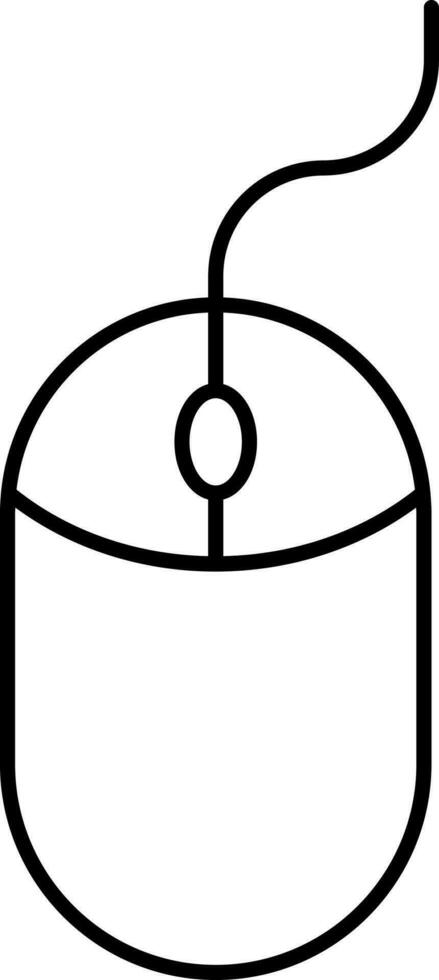 Wire Mouse Icon in Black Line Art. vector