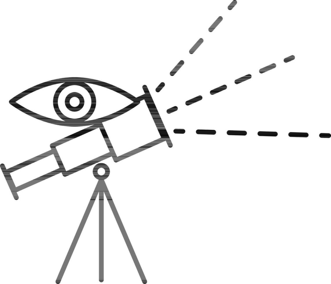 Telescope Icon In Black Line Art. vector