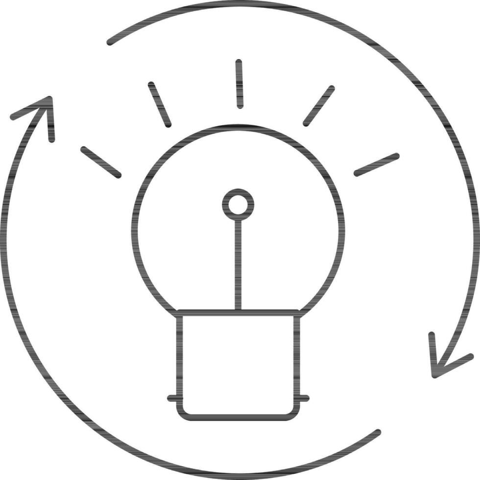 Idea Sync Or Reload Icon In Black Line Art. vector