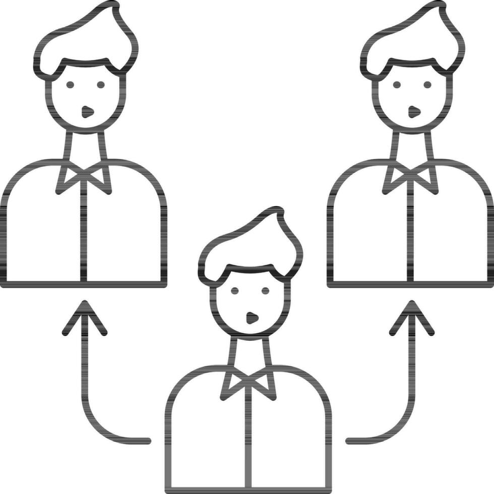 User Team Icon In Black Line Art. vector
