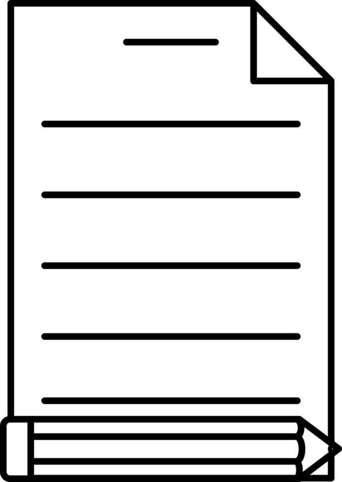 Paper With Pencil Icon In Black Outline. vector