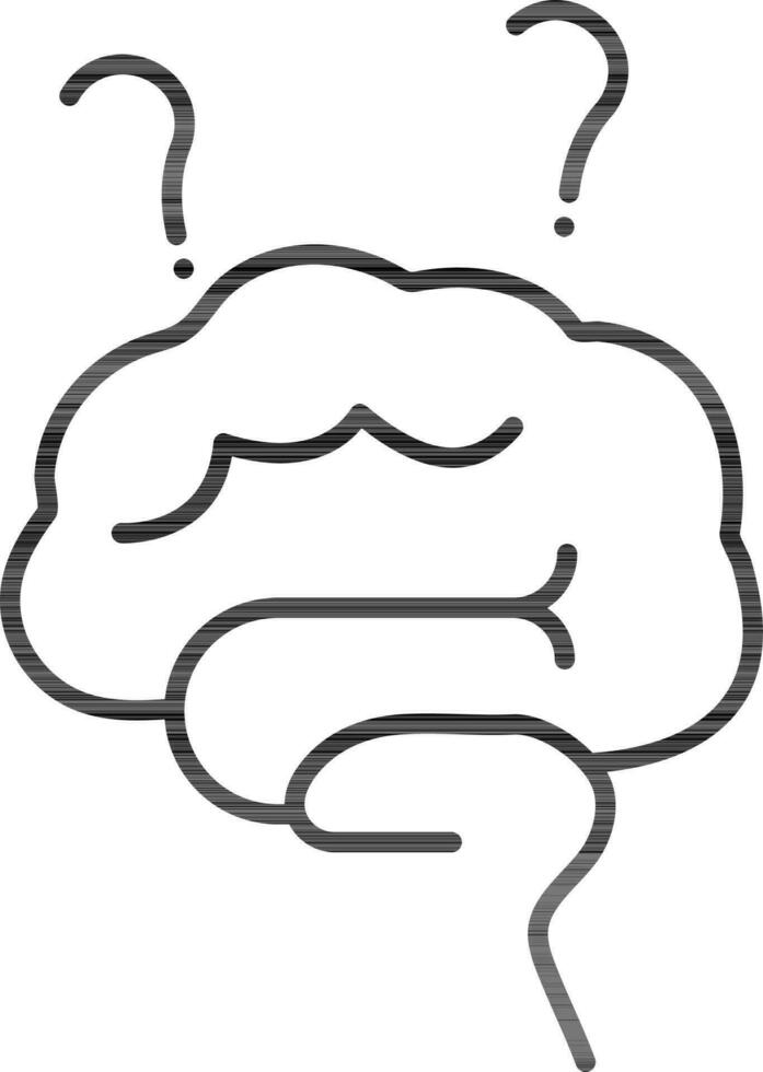 Frustration Brain Icon In Black Outline. vector