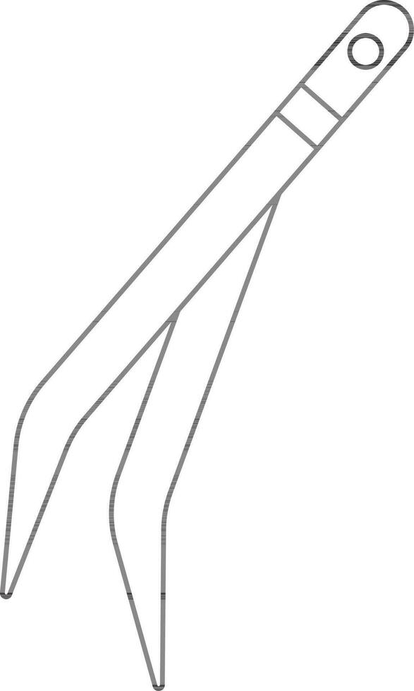 Dental Tweezers Icon In Black Line Art. vector