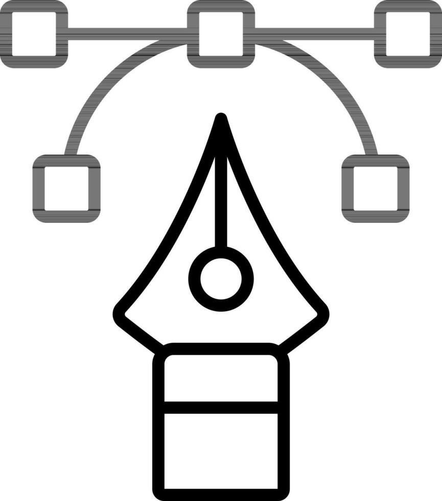 Pen Tool Icon In Black Thin Line Art. vector