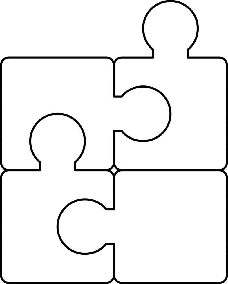 Jigsaw Puzzle Icon In Black Outline. vector