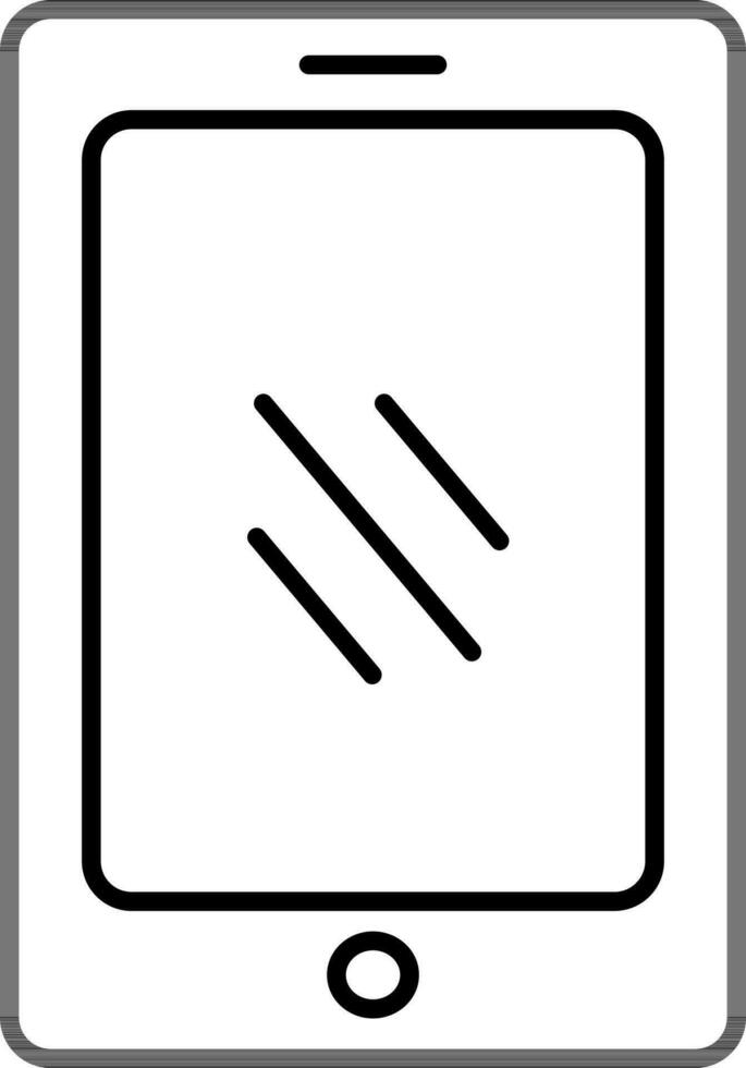 plano estilo tableta icono en negro describir. vector