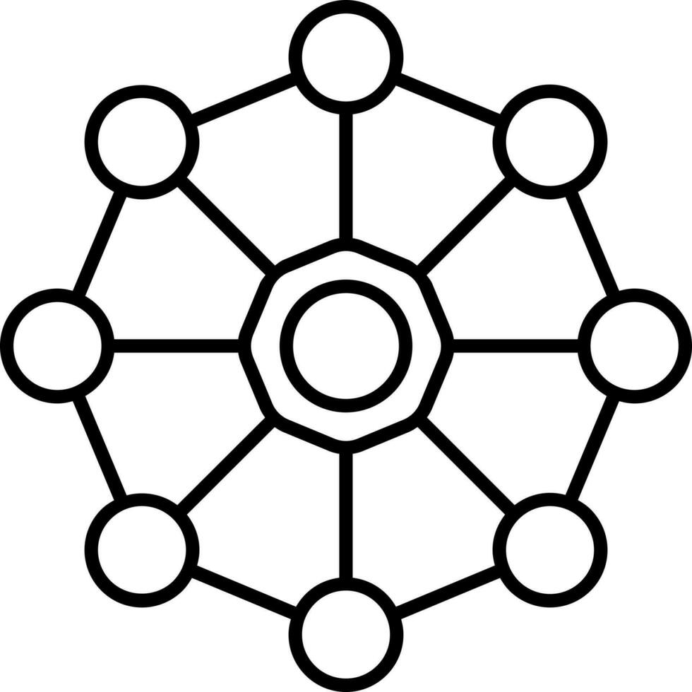 Octagon Diagram Icon In Thin Line Art. vector