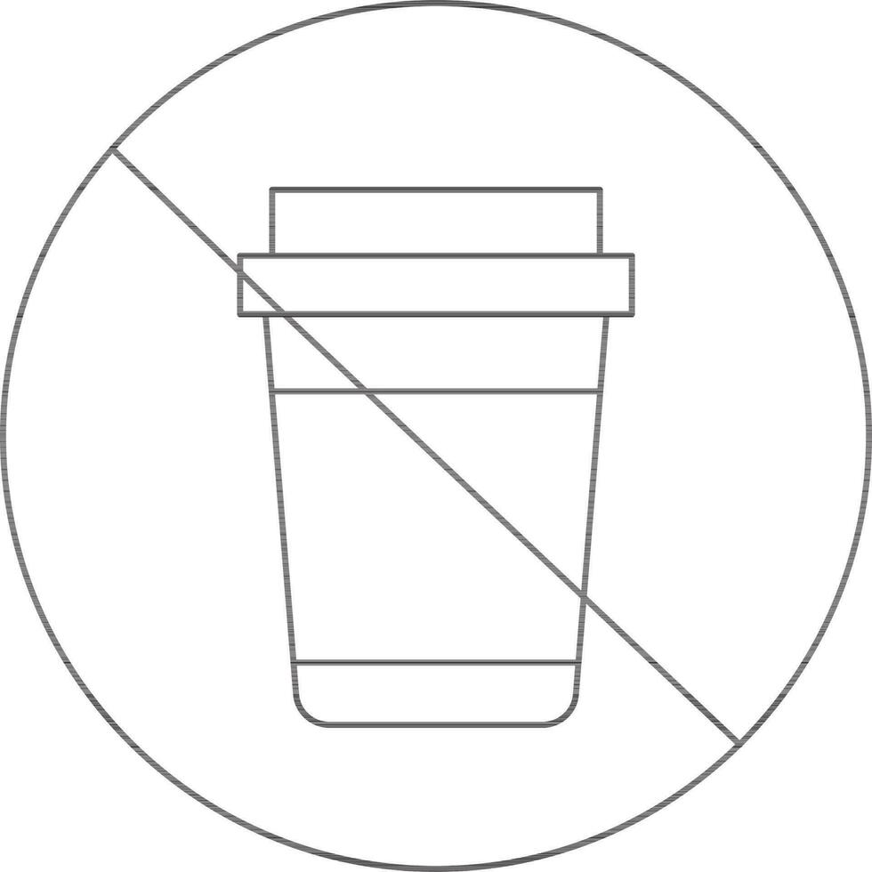 No Drink Icon In Thin Line Art. vector