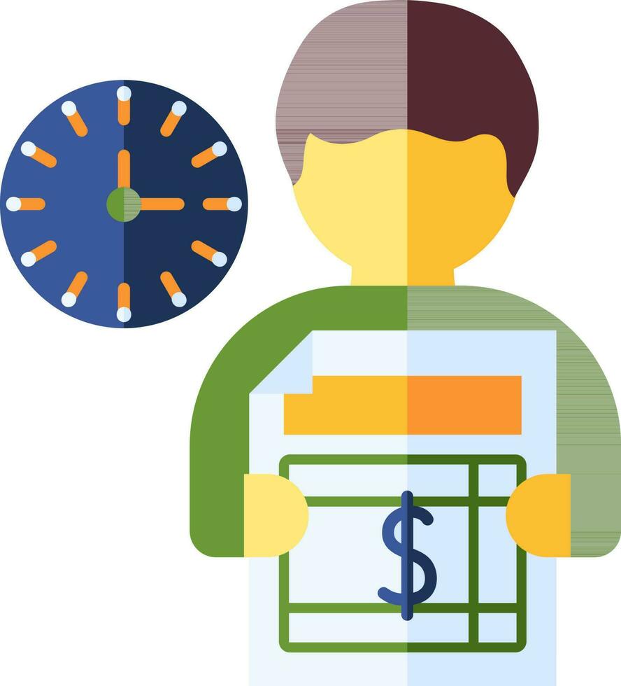 Vector Illustration of Man Bill or Money Pay on Time.
